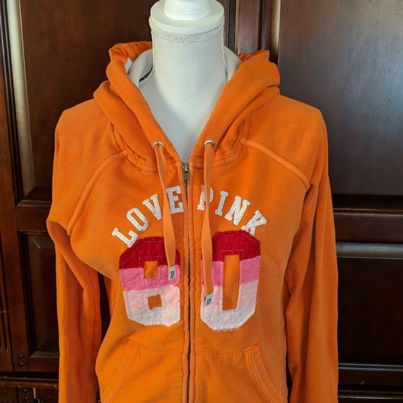 Victoria's Secret Tops - PINK zip up hoodie size large